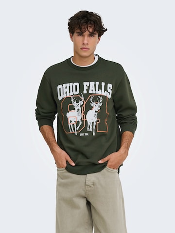 Only & Sons Sweatshirt 'ONSCeres Montana' in Green: front