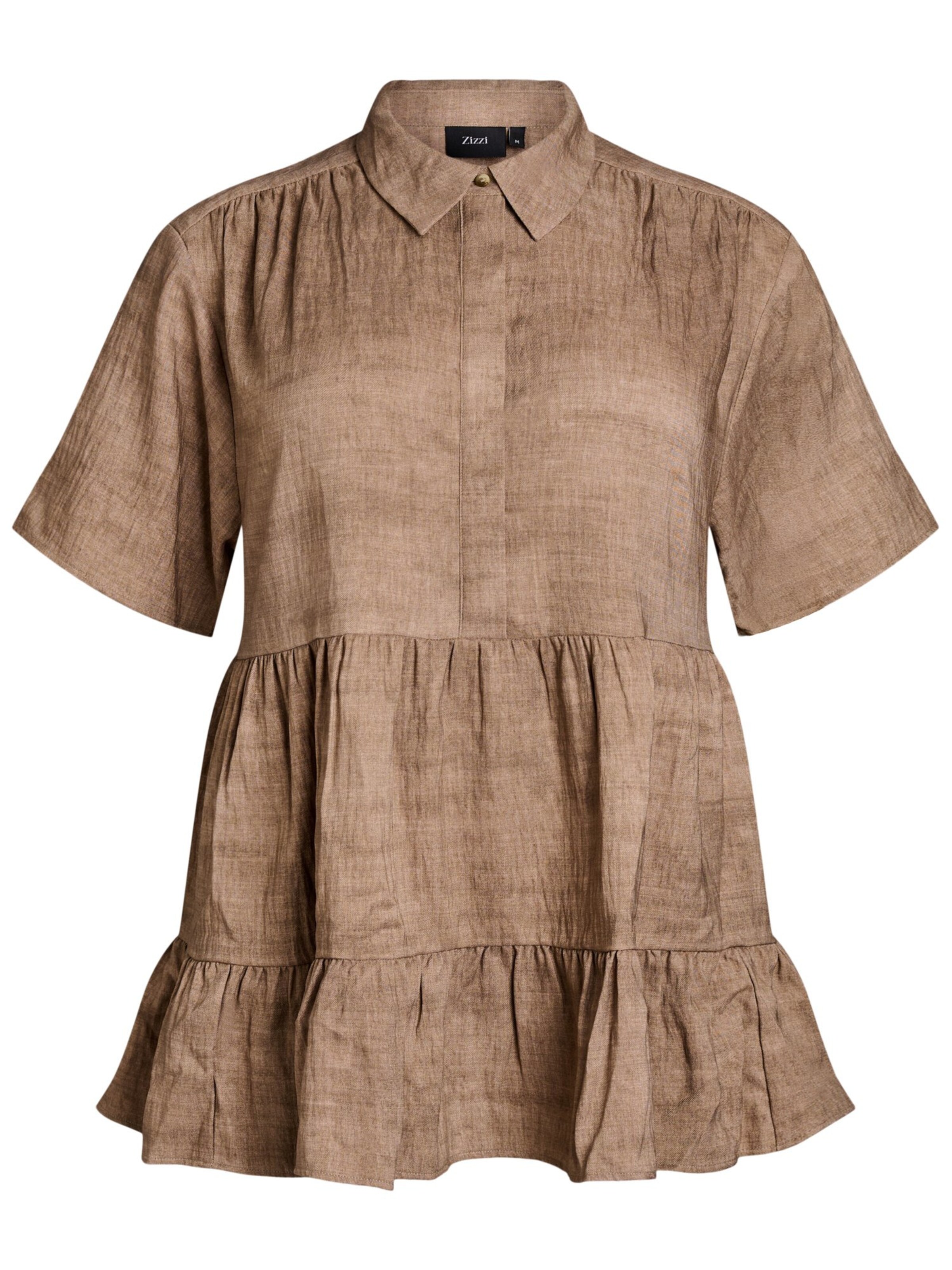 Zizzi Bluse 'ESANNY' in Braun: Vorderseite