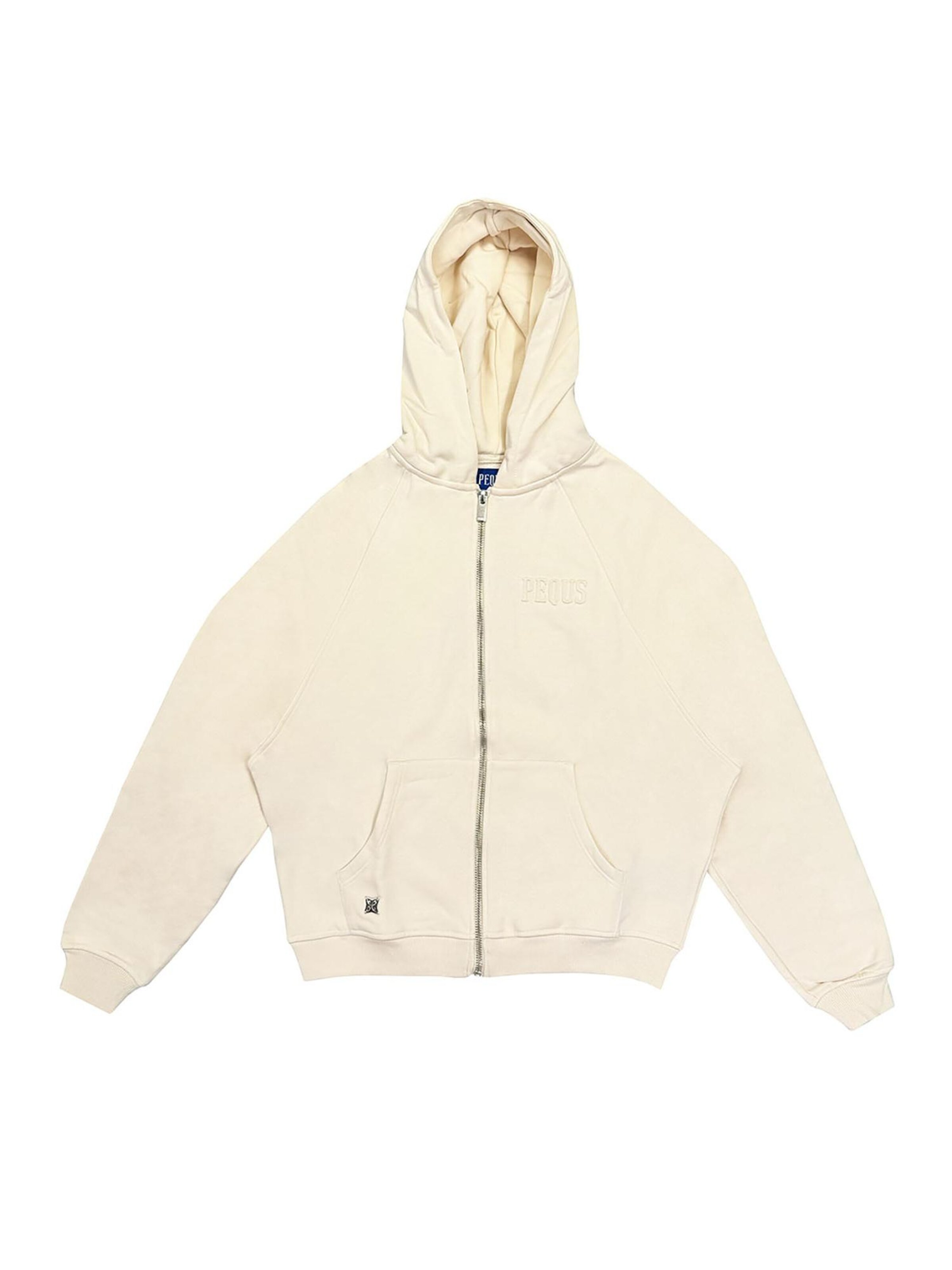 Pequs Sweatjacke 'Debossed Logo' in Beige: Vorderseite