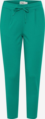 Coupe slim Pantalon 'KATE' ICHI en vert : devant