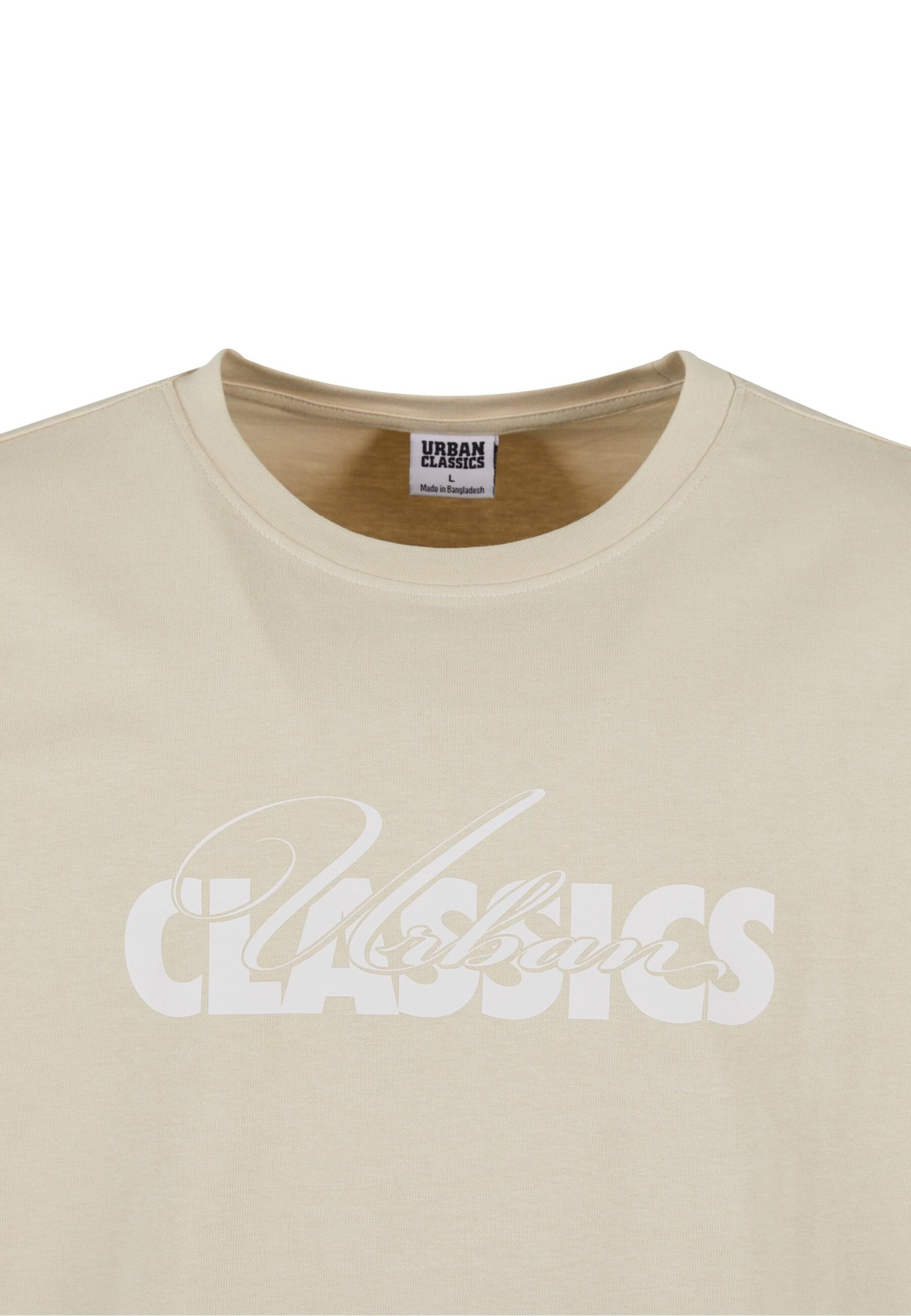 T-Shirt 'Cursive Bold' Urban Classics en beige
