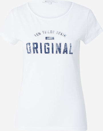 T-shirt TOM TAILOR DENIM en blanc : devant