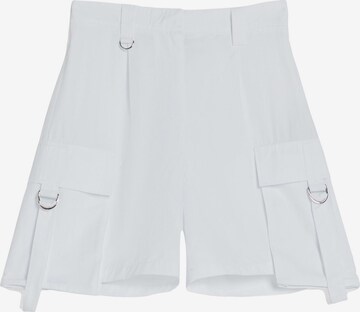 Bershka Широка кройка Карго панталон в бяло: отпред