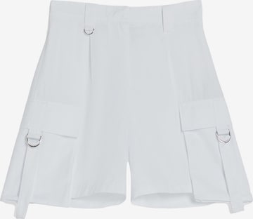 Loosefit Pantalon cargo Bershka en blanc : devant