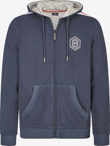 HECHTER PARIS Zip-Up Hoodie in Blue: front