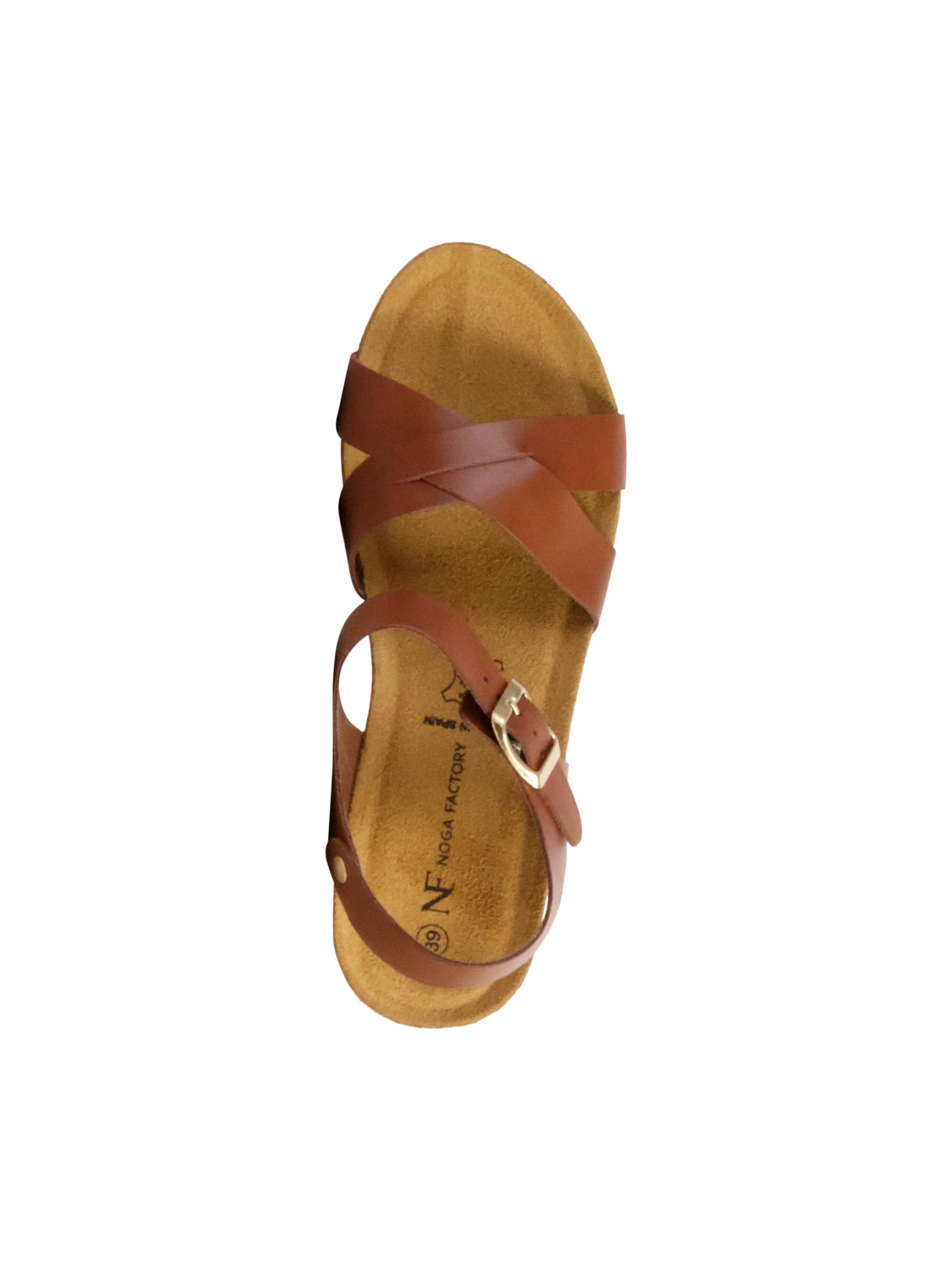Sandalo 'Noga Ety Edge Ledersandalen mit Keilabsatz' di The Divine Factory in marrone