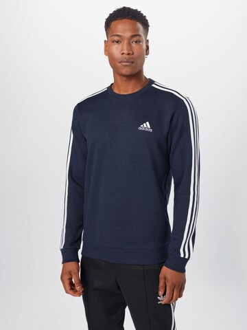 zils ADIDAS SPORTSWEAR Sportiska tipa džemperis 'Essentials French Terry 3-Stripes': no priekšpuses