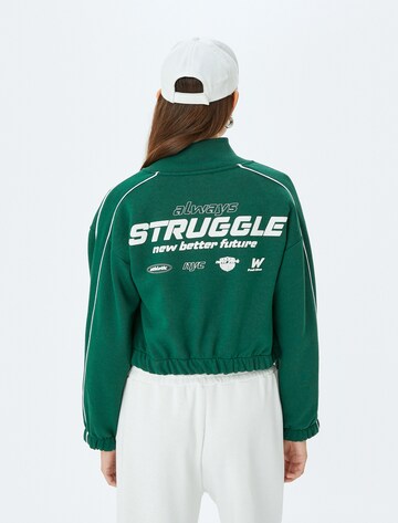 Koton Zip-Up Hoodie in Green: front