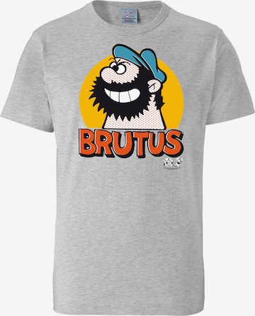 LOGOSHIRT T-Shirt 'Popeye - Brutus Popart' in Grau: predná strana