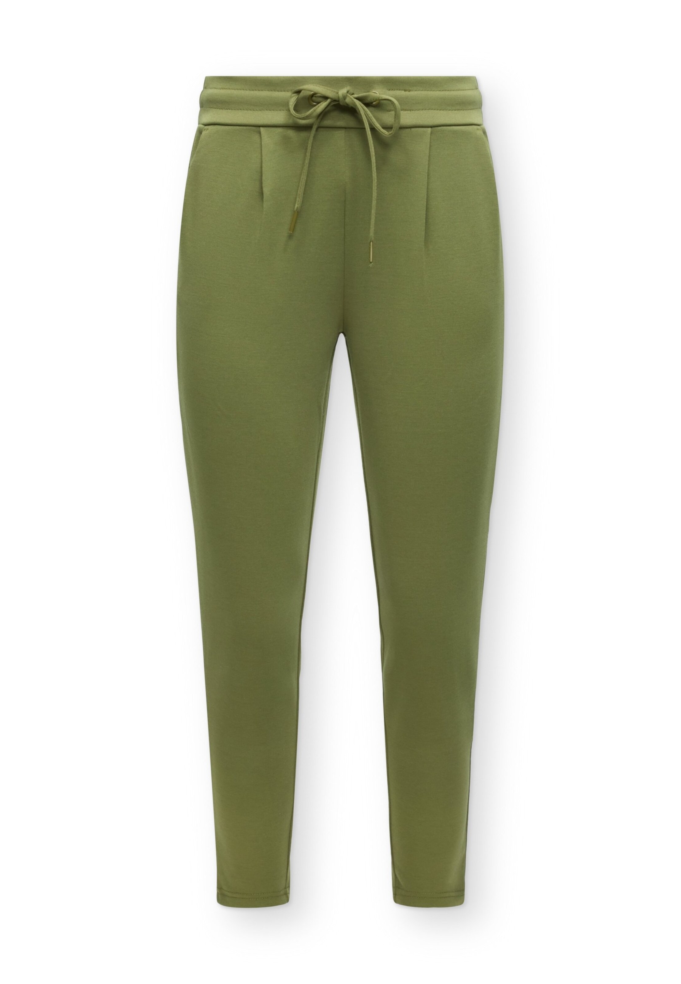 ICHI Tapered Pleat-Front Pants 'IHKATE' in Green: front