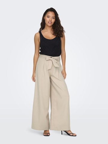 JDY Wide Leg Bundfaltenhose 'Cheetah' in Beige