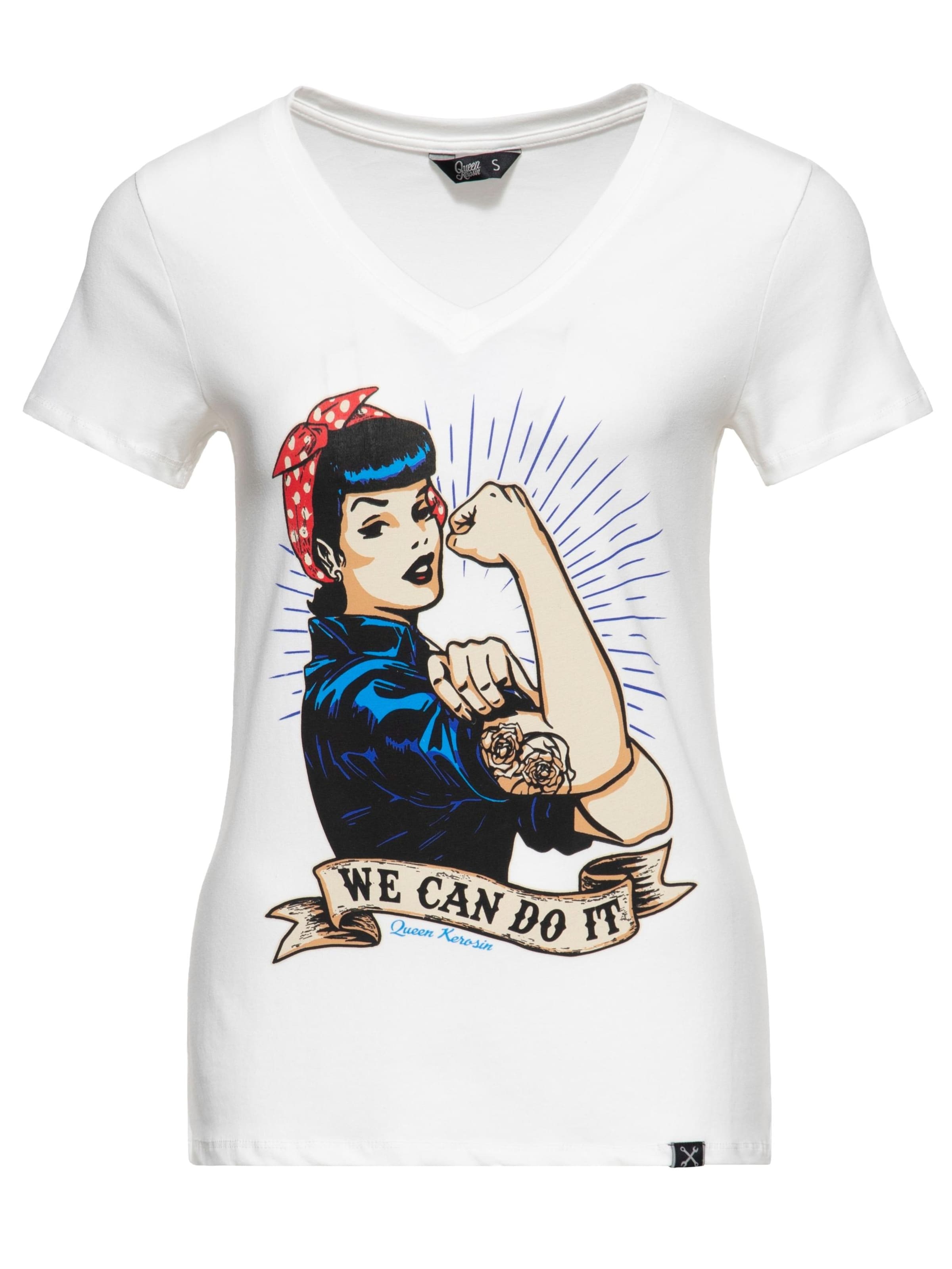 Queen Kerosin Shirt 'We can do it'‌‌‌‌ in Weiß: Vorderseite