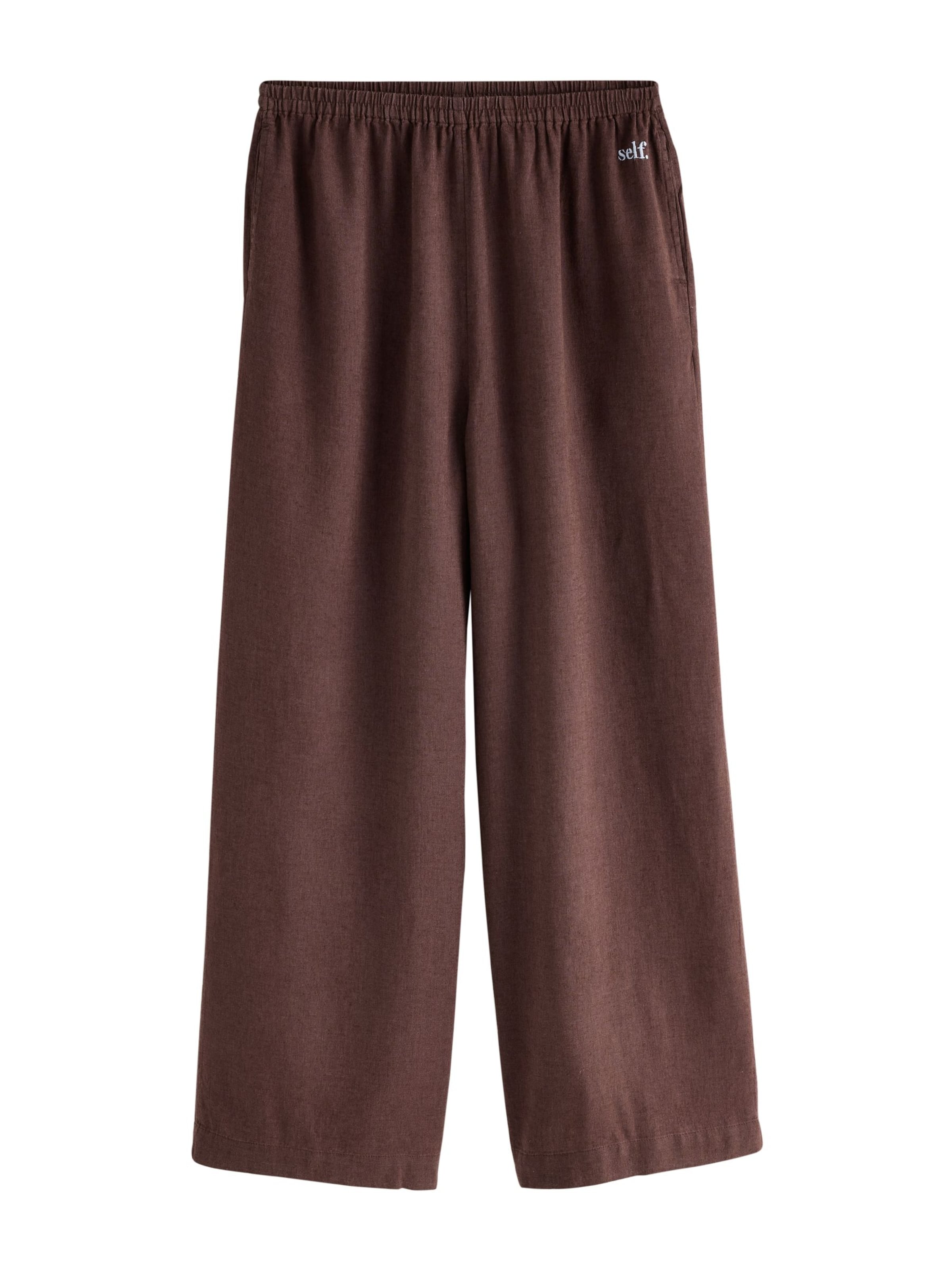 self. Pantalon en 34 en marron, Vue avec produit