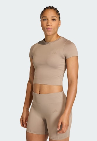 T-shirt fonctionnel 'Essentials' ADIDAS PERFORMANCE en marron : devant