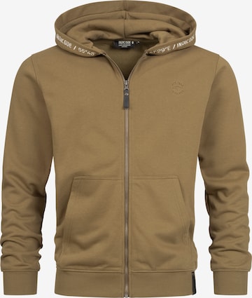 INDICODE JEANS Zip-Up Hoodie ' Mobil ' in Green: front