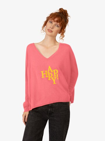 Rainbow Cashmere Sweater in Pink: front