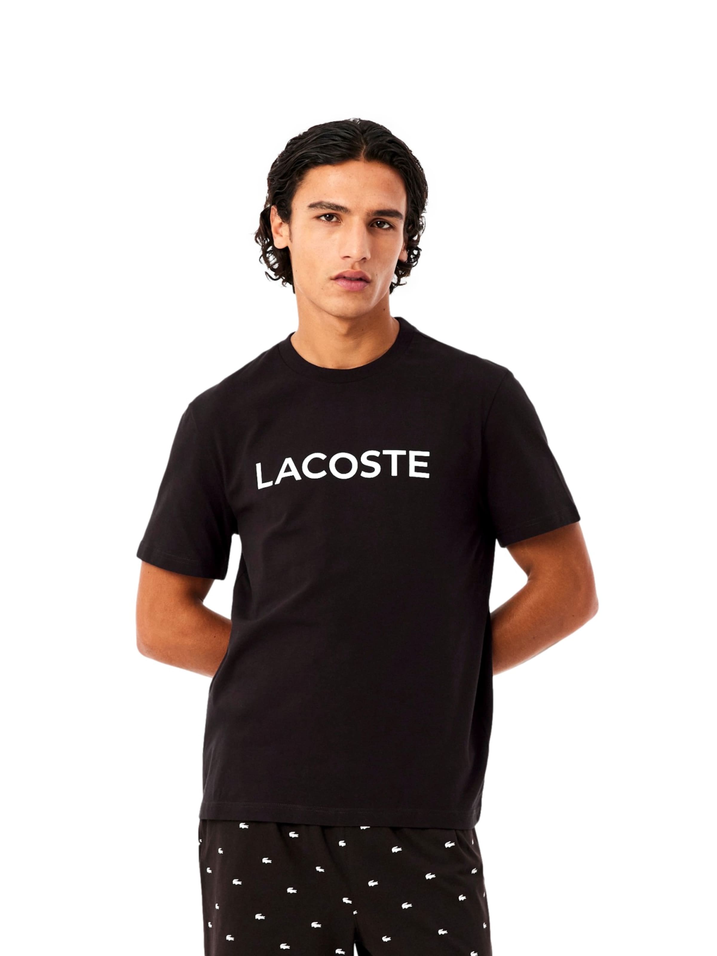 Pigiama corto di LACOSTE in nero: frontale