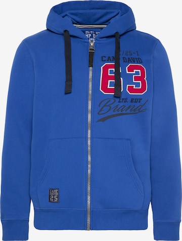 CAMP DAVID Zip-Up Hoodie in Blue: front