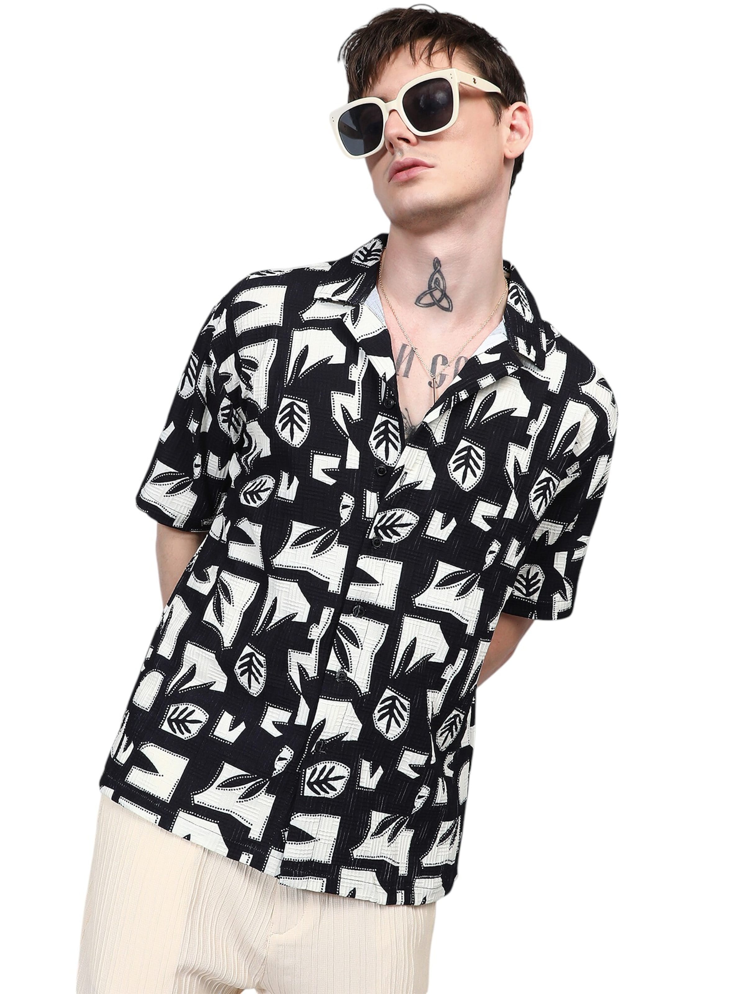 Campus Sutra - Regular Fit Camisa 'Tamika' em preto