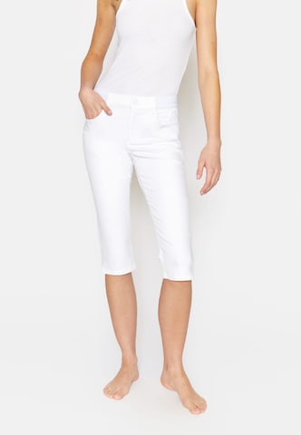 Angels Slimfit Dehnbund Jeans Kurze Jeans Onesize Capri in Weiß: predná strana