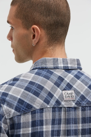 CAMP DAVID Regular Fit Karohemd mit Logo Artworks in Blau