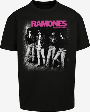 F4NT4STIC T-Shirt 'Ramones Rock Musik Band Rocket To Russia Faded' in Schwarz: predná strana