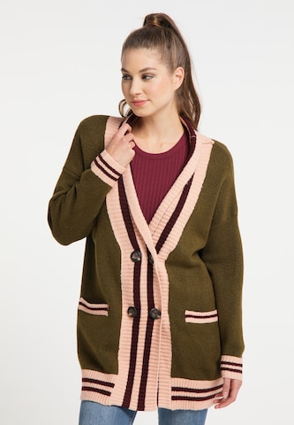 MYMO Knit Cardigan in Brown: front