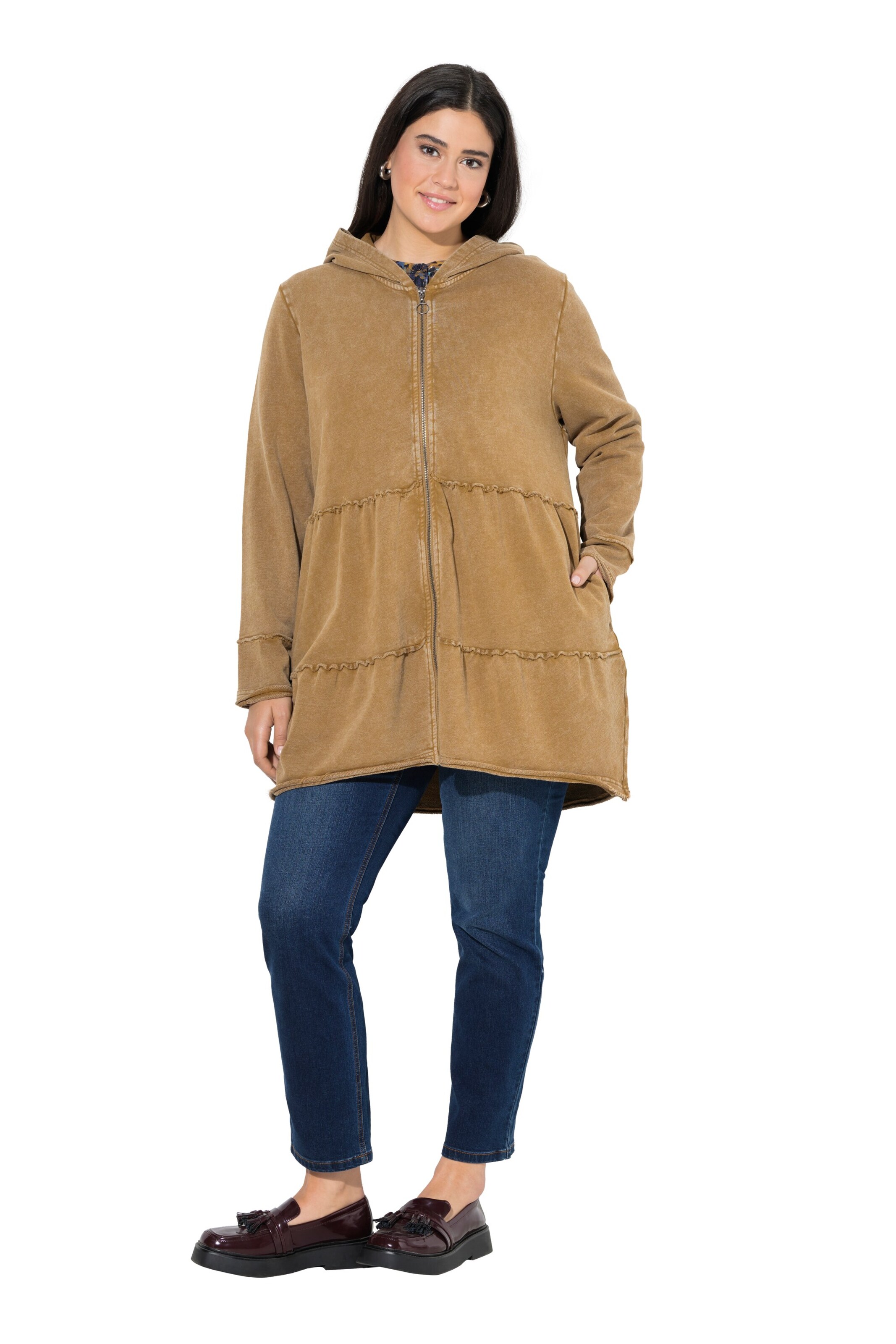 Ulla Popken Sweat jacket in Brown: front