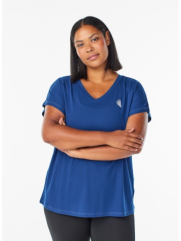 Tricou 'Abasic' de la Active by Zizzi pe albastru: față