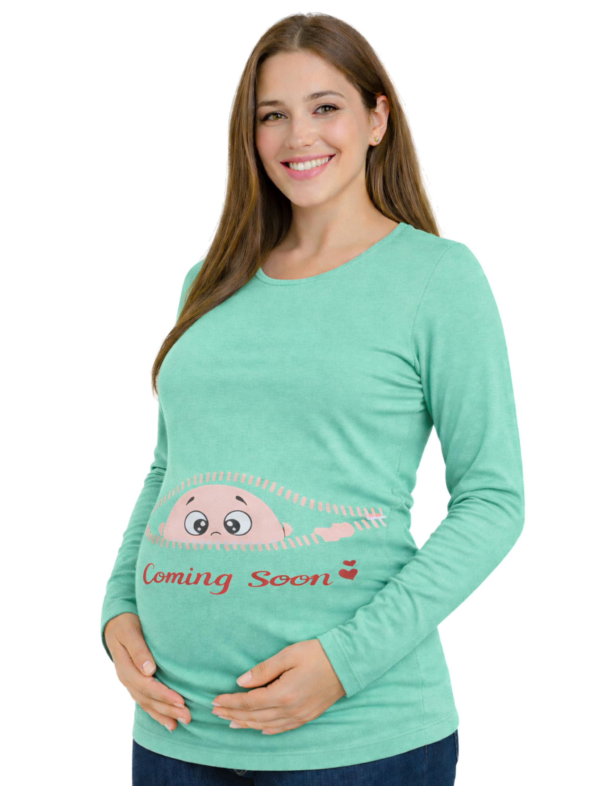 M.M.C. Shirt 'Coming Soon Umstandslangarmshirt' in Blue