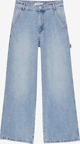 Wide leg Jeans de la Pull&Bear pe albastru: față