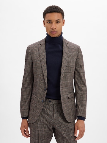 Finshley & Harding London Slim fit Business-colbert 'Brixdon' in Bruin: voorkant