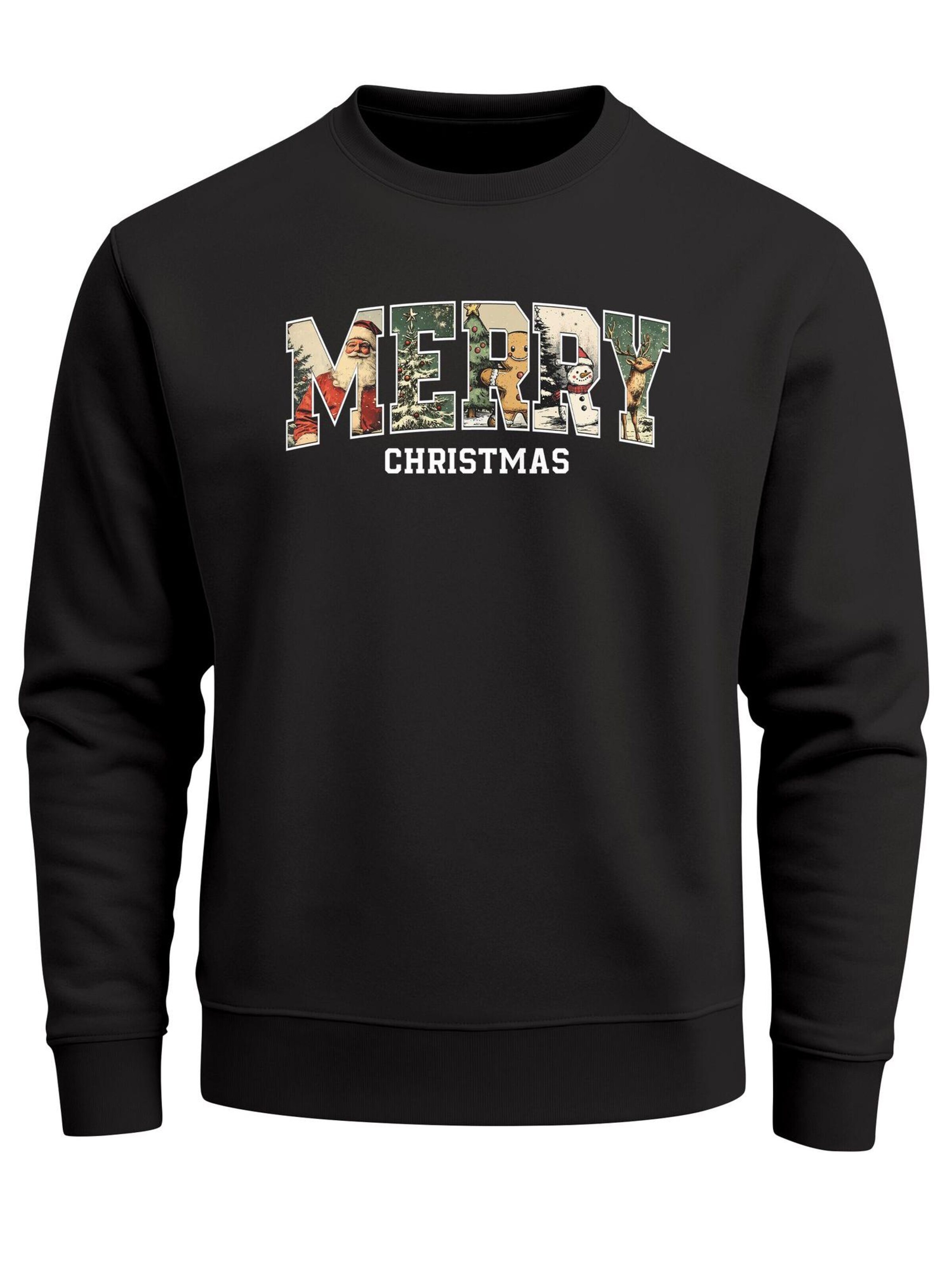 Neverless Sweatshirt 'Merry Christmas'‌ in Schwarz: Vorderseite