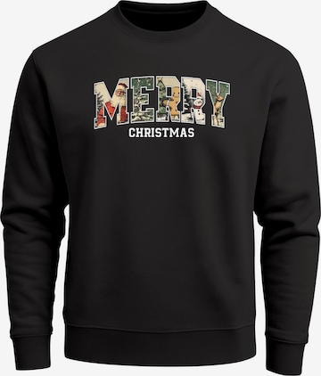 Neverless Sweatshirt 'Merry Christmas' in Schwarz: Vorderseite
