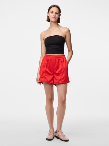 PIECES Regular Trousers 'PCGrace' in Red