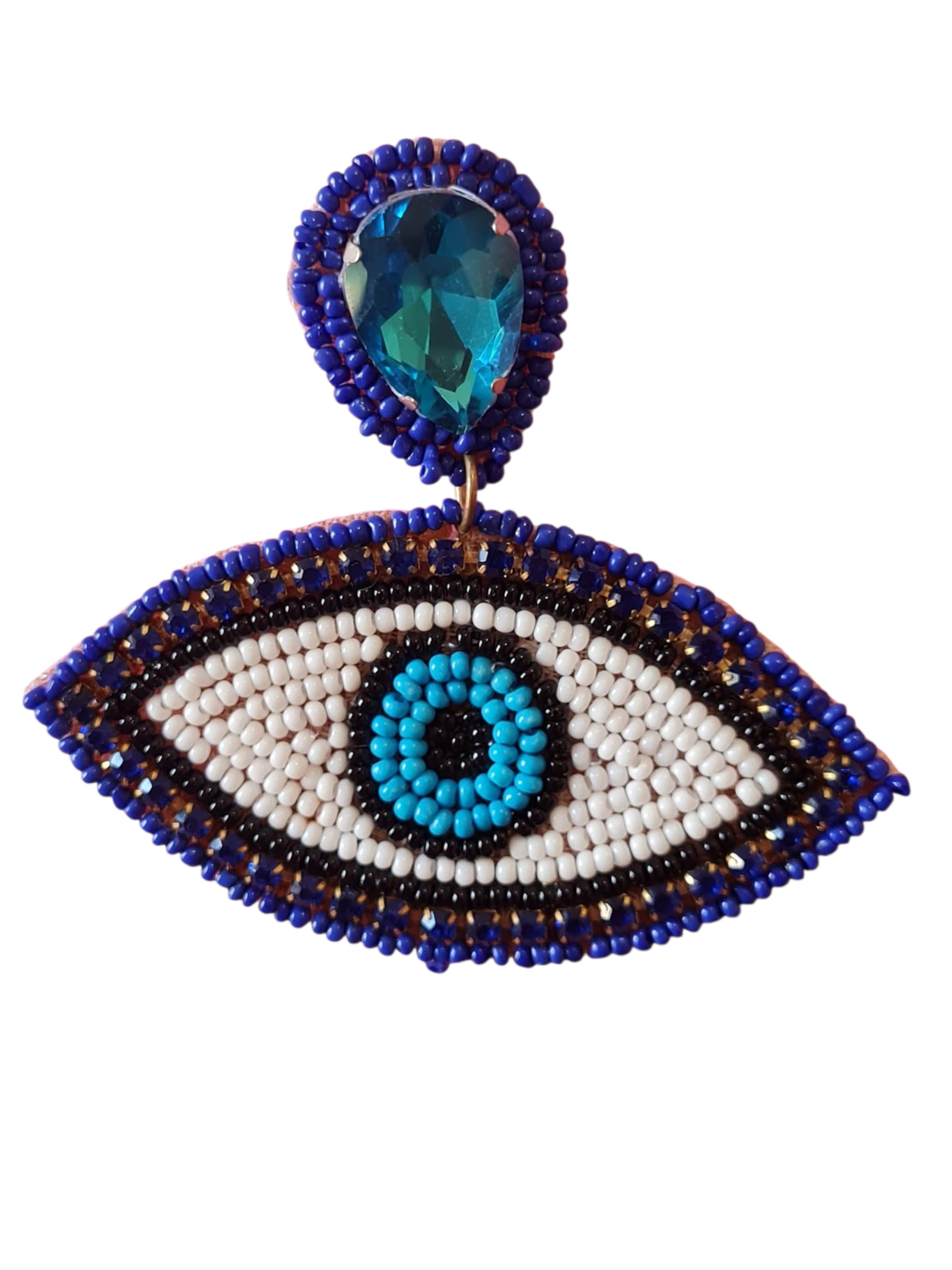 PfauGermany Earrings 'Evil Eye' in Blue: front