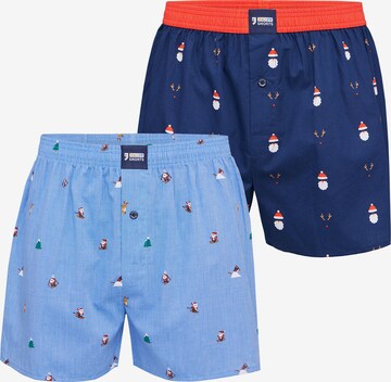 Happy Shorts Boxershorts ' XMAS ' in Blauw: voorkant