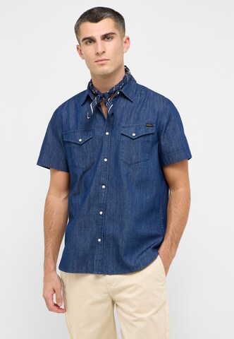 MUSTANG Regular fit Button Up Shirt 'Style Eloy' in Blue: front