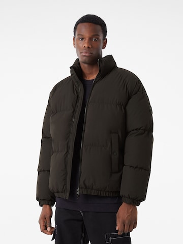 Bershka Winter Jacket in Black: front