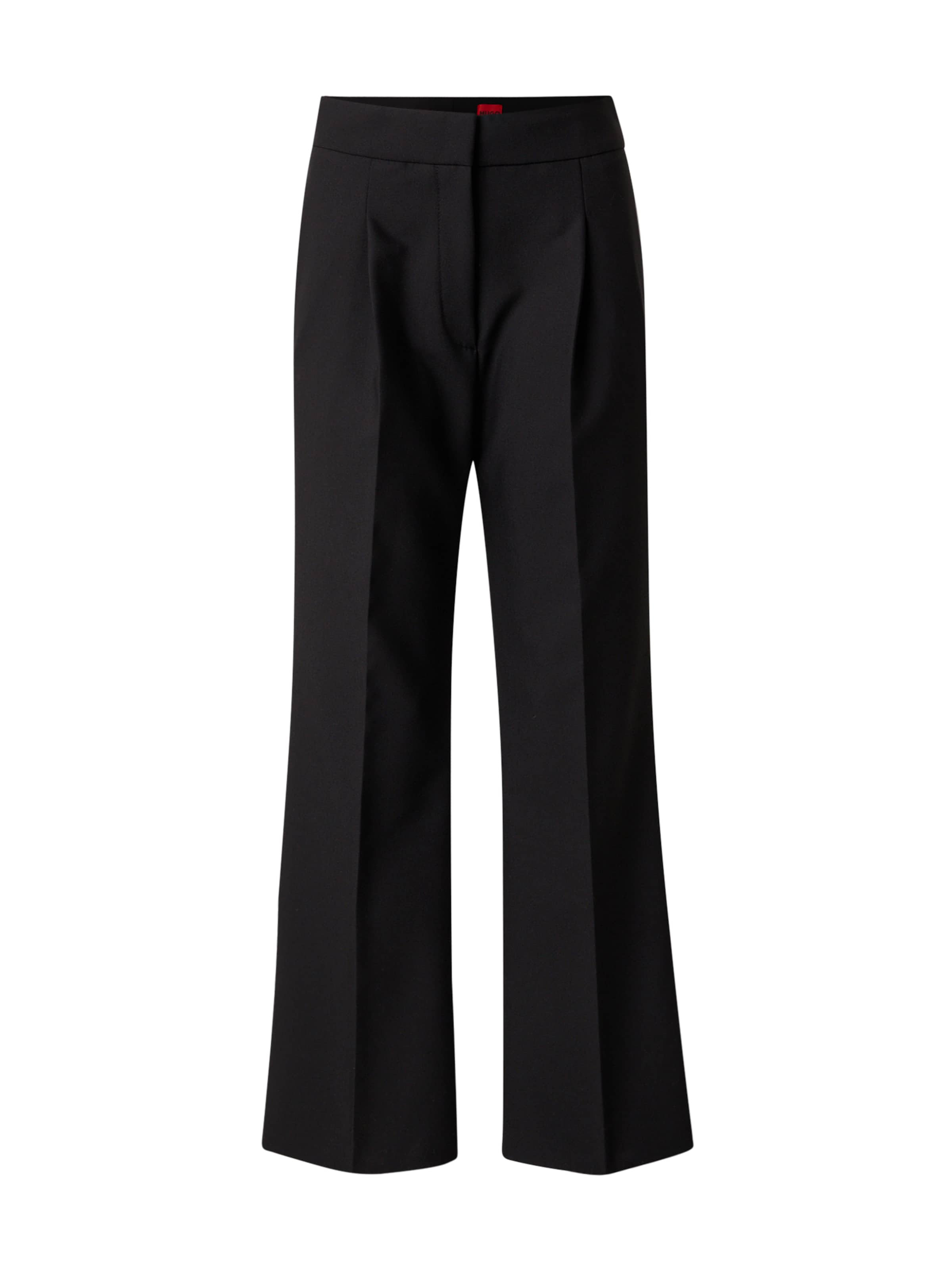 HUGO Loose fit Pleat-front trousers 'Hamaia' in Black: front