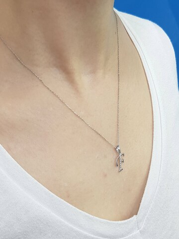 EinStein Diamant Pendant 'Buchstaben Halskette mit Diamanten - F in 14 Karat Weißgold' in White