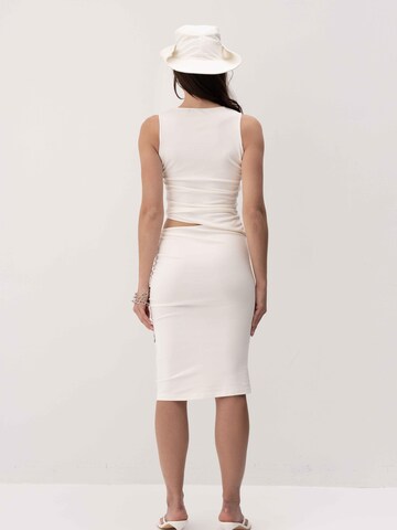 FEMSSY Jurk 'TALIA DRESS BROWN' in Wit