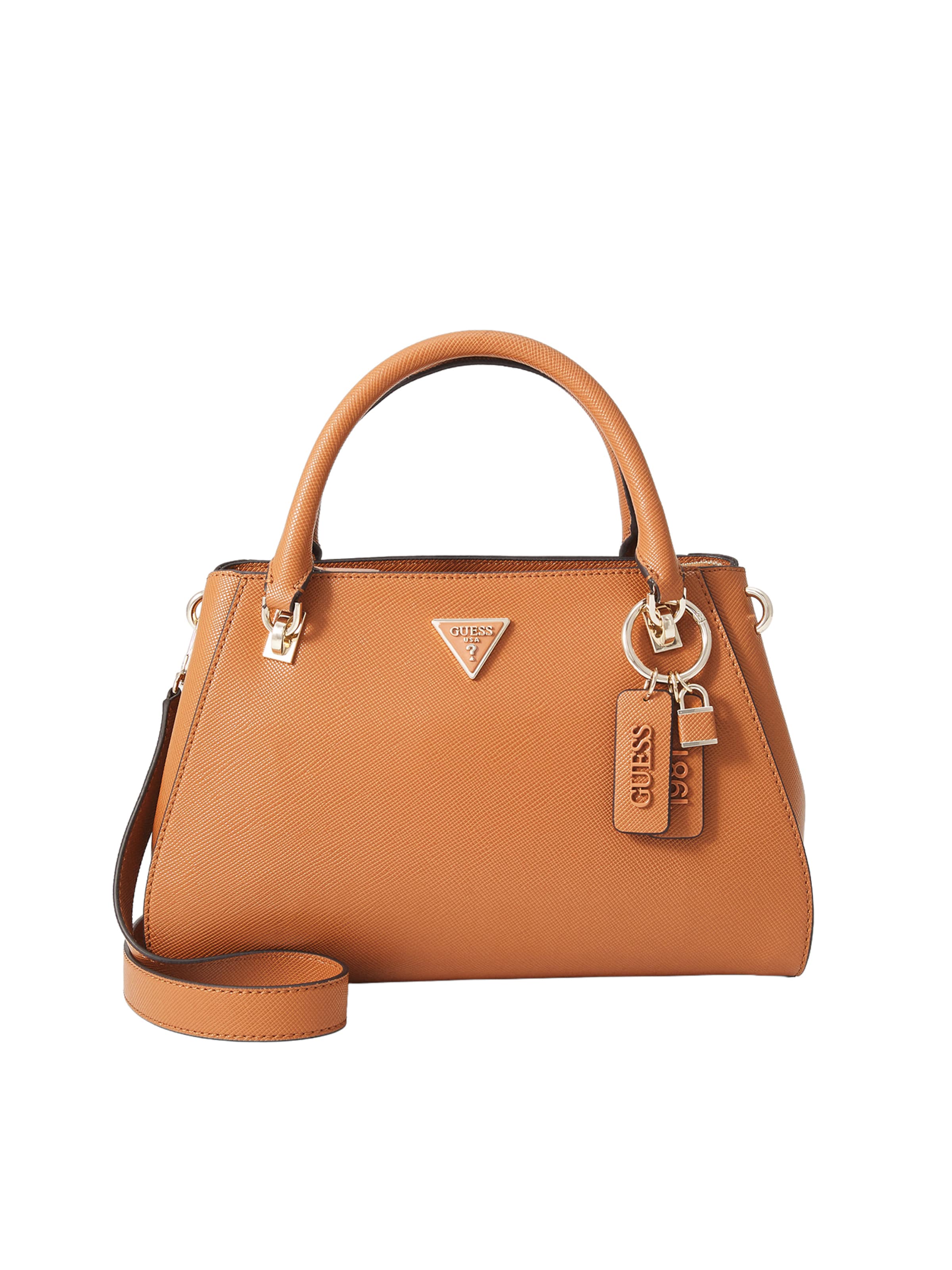 GUESS Τσάντα χειρός 'NOELLE II LUXURY SATCHEL' σε καφέ: μπροστά