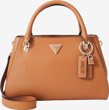 GUESS Дамска чанта 'NOELLE II LUXURY SATCHEL' в кафяво: отпред