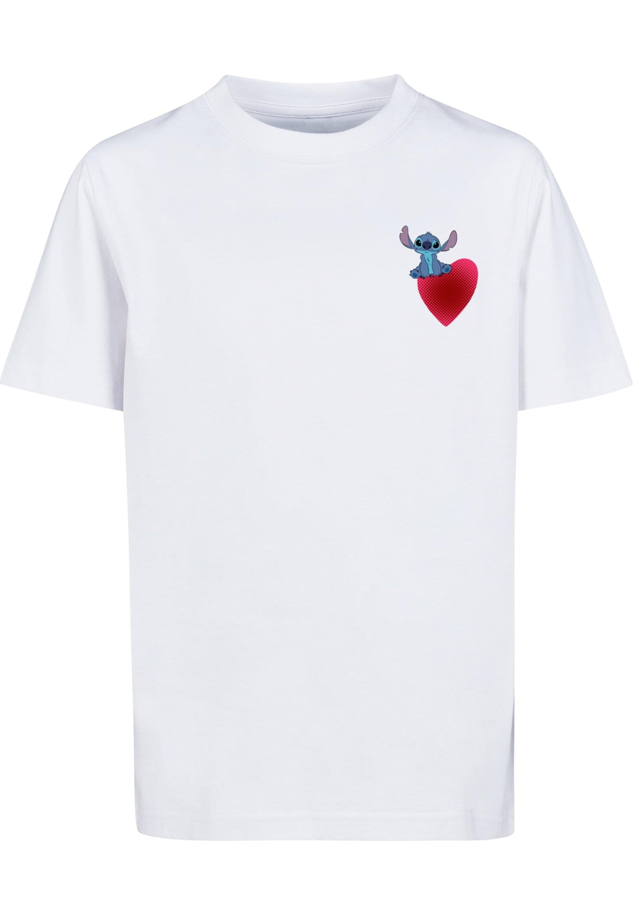 ABSOLUTE CULT Shirt 'Lilo And Stitch - Sitting On Heart' in White: front