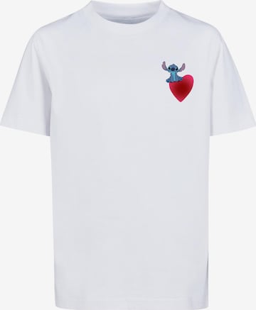 ABSOLUTE CULT Shirt 'Lilo And Stitch - Sitting On Heart' in White: front