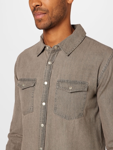 ABOUT YOU Regular fit Button Up Shirt 'Selim' in Grey