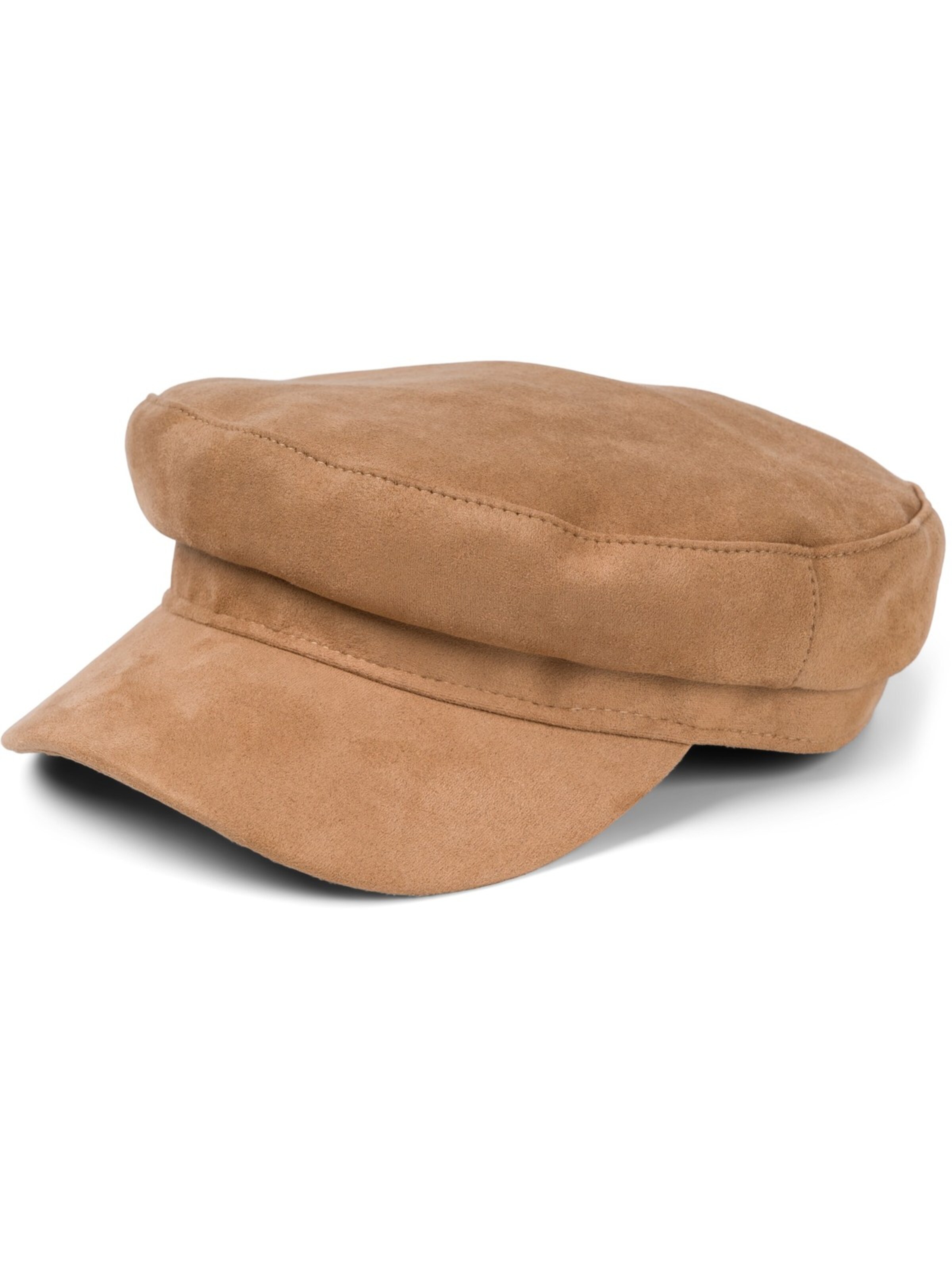 styleBREAKER Beanie 'Ballonmütze Einfarbig Veloursleder Optik' in Beige: front