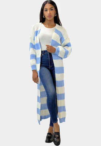 Cappotto in maglia di Elara in blu: frontale