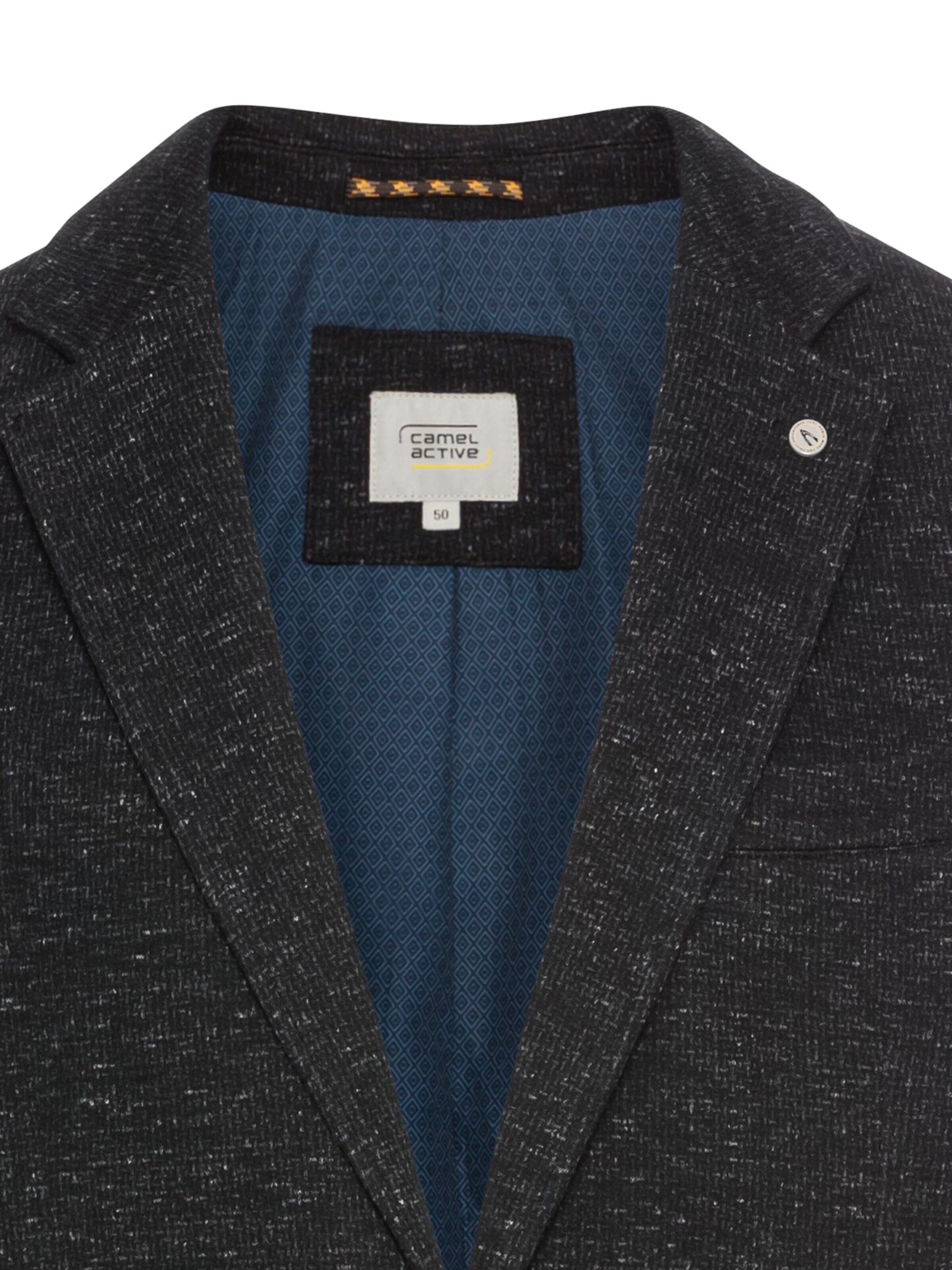 CAMEL ACTIVE Regular Fit 2-Knopf Sakko in melierter Optik in Schwarz